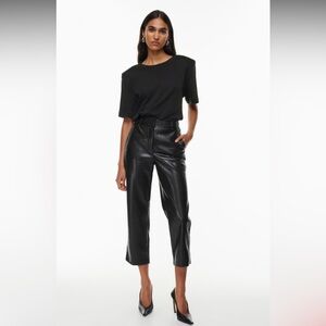 Aritzia Babaton Command Cropped Pant Black size 2 Vegan Leather